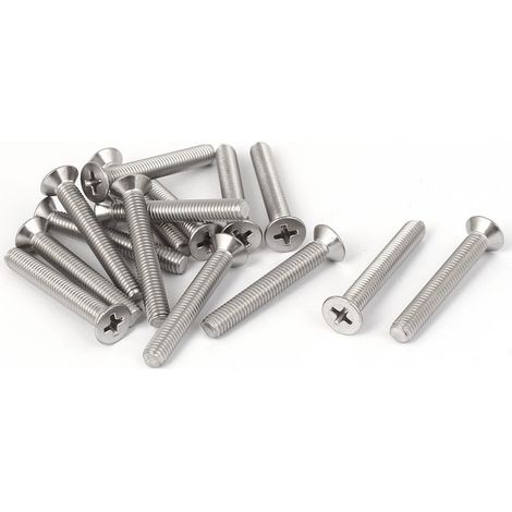15 pièces M5x35mm 316 acier inoxydable métrique Phillips Machine à découper argent tonne (1/4)
