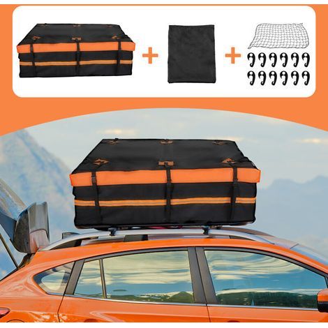 800D Coffre de Toit Voiture Étanche 566L avec 6 Sangles, Sac de Toit avec Tapis Antidérapant Sac de Rangement pour Tous Les Véhicules avec/sans Porte-Bagages(125 x 99 x 43 cm) (1/4)