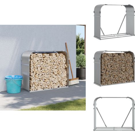 Kaminholzunterstand Hellgrau 120x45x100 cm Verzinkter Stahl - Kaminholzhalter - Kaminholzregal - Brennholzregal - Brennholzlager - Holzlager (1/5)
