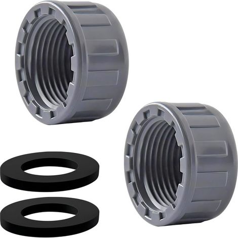 2 Pièces PVC Capuchon de Fermeture, 40mm Tuyau Capuchon, Bouchon Fileté, Bouchon en PVC pour Tuyau D'eau, avec Rondelle (1/5)