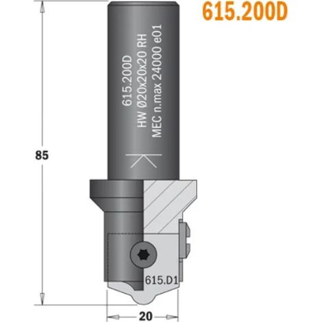 615.200D CUERPO FRESA (D) S=20X50 D=20X20X85 DX (1/5)