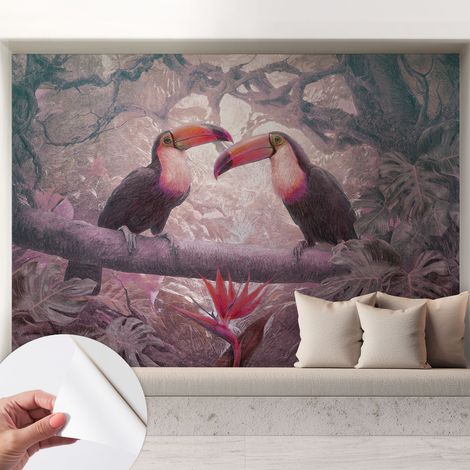 Fotomurale adesivo - murale da parete - Carta da parati autoadesiva - design parete moderno - Coppia esotica 208x146 cm (1/5)