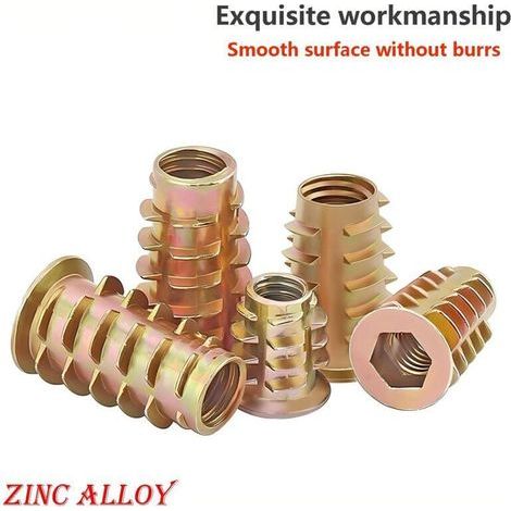 Écrous hexagonaux filetés M8 × 15 mm, tête plate, forme échelle, acier zingué, lot de 20 pièces pour assemblage meubles bois (1/4)