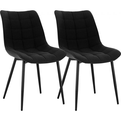 WOLTU Set di 2 Sedie da Pranzo in Lino, Sedie da Cucina, Gambe in Metallo, Nero (1/4)