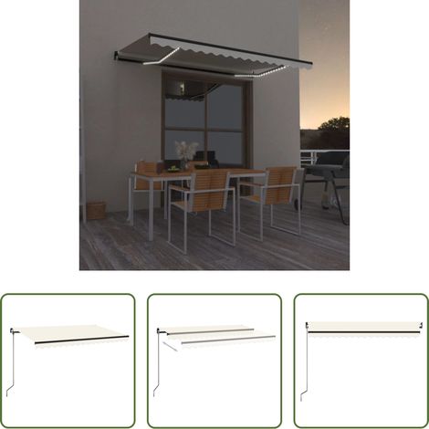 Sonnenschutz -  Markise Manuell Einziehbar mit LED 400x350 cm Creme (1/5)