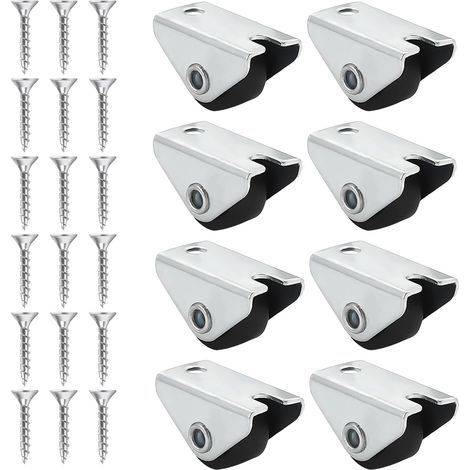 Set mit 8 Mini-Feststellrollen aus Gummi, 15 mm Durchmesser, für Möbel, maximale Traglast 40 kg, mit Metall-Montageplatte und Schrauben (0,5 Zoll) (1/5)