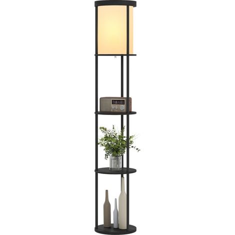 Monter lampadaire étagères design rond télécommande noir (1/5)