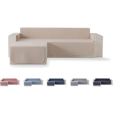 Housse de canapé matelassée à Losanges, Respirante, Facile à Nettoyer (Beige Sable, méridienne Gauche 200 cm) (1/5)