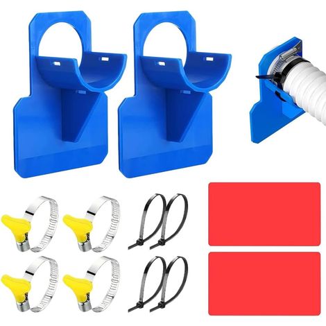 2 x Swimming Pool Hose Brackets for Plastic Above Ground Swimming Pools with Cable Ties and Clamps for Hose Accessories with a Diameter of 30 to 37 mm (1/5)