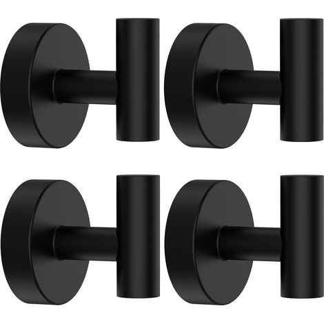 Crochets porte-serviettes, lot de 4 crochets muraux noirs, crochet de porte de salle de bain, crochets noirs pour serviettes, crochet de salle de bain[TT] (1/5)