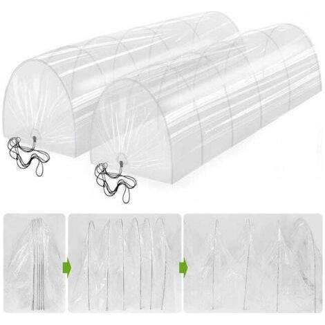 BUNTHAUS Lot de 2 serres tunnel 2 en 1,300 x 45 cm, mini serres, tunnel de jardin avec arceaux, protection contre les insectes, film pour canal de plantation (1/5)