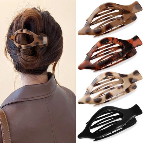 Juego de 4 pinzas para el cabello mate antideslizantes con fuerte agarre, pinzas planas universales grandes para mujeres y niñas, adecuadas para cabello grueso y fino. (1/5)