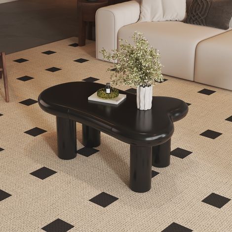 Table basse LED noire nuage avec tiroir, meuble de salon moderne en MDF, éclairage 16 couleurs, 98x65,5x40 cm (1/5)