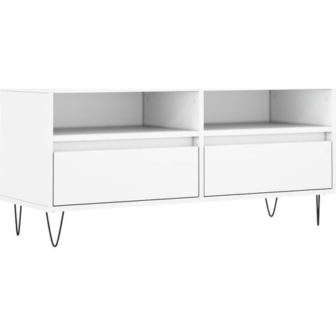 Mobile TV multimediale scaffale per televisione televisore buffet sala da pranzo soggiorno camera da letto 100 x 34,5 x 44,5 cm derivati del legno bianco 020025473