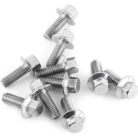 Lot de 10 Vis M6, Boulons tête hexagonale, Acier inoxydable SS304, Avec rondelle, Pour électroménager et bureau (1/4)