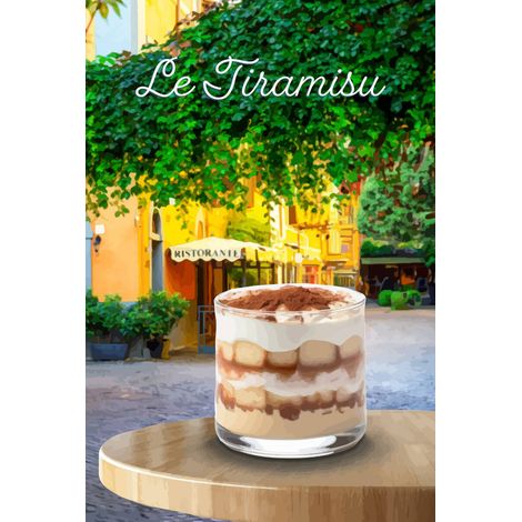 Tableau sur toile illustration tiramisu 30x45 cm - Impression sur Toile Murale Décorative - Image imprimée en HD sur Toile - Toile sur Châssis en Bois FSC - Fabriqué en France (1/5)