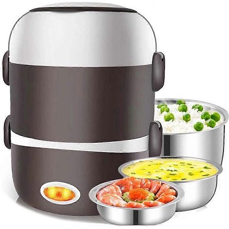 Boîte à lunch chauffante double couche en acier inoxydable, cuiseur vapeur portable pour employés de bureau, boîte à lunch chauffante électrique UE (1/5)