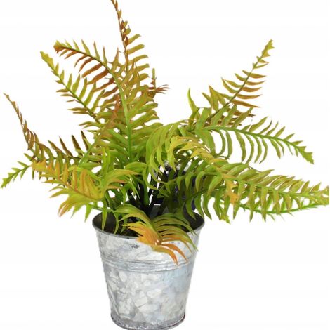 Felce artificiale in vaso di metallo - verde decorativo (1/5)
