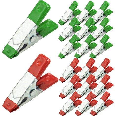 20 pezzi di morsetti a molla in metallo, clip in metallo, supporto con punta resistente rivestito in gomma, morsetti per legno per teloni, campeggio, lavorazione del legno, strumento per modellismo - (1/5)
