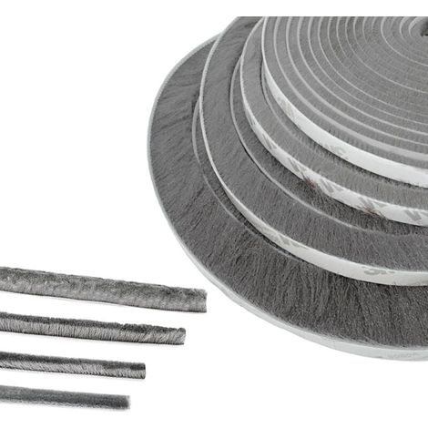 Guarnizione a spazzola per porta, 1 m (L) x 9 mm (L) x 23 mm (P), grigia, guarnizione insonorizzata per porte e finestre, guarnizione a spazzola adesiva (1/4)