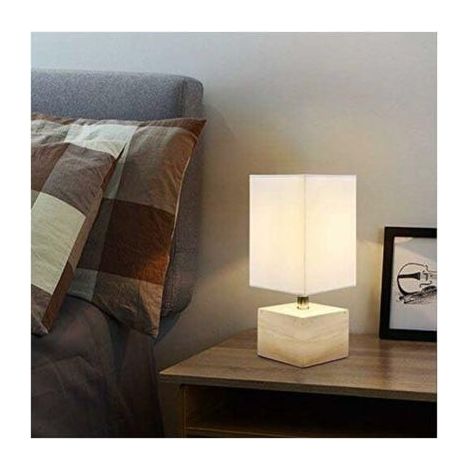 Lampe de Chevet Moderne en Bois Blanc, Éclairage de Chambre avec Ampoule E14 Fournie, Lampe de Table pour Lecture Douce, Idéale Salon et Chambre. (1/5)