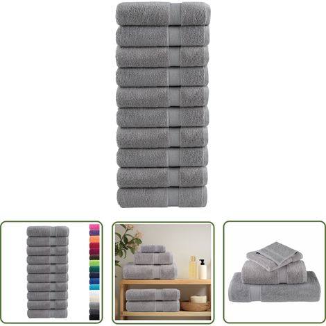 The Living Store Premium-Badetücher SOLUND 10 Stk. Grau 100x150 cm 600 g/m² - Baumwolle - Badehandtücher - Handtücher - Duschtücher - Grau (1/5)