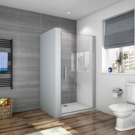 Porte de douche pivotante 100cm verre anti-calcaire, porte de douche hauteur 180cm avec douche italienne receveur blanc 100x70cm Océan (1/5)