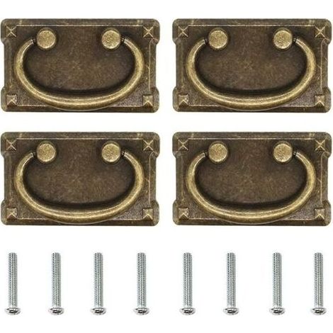 Lot de 4 Poignee de Meuble Vintage,Poignée de Tiroir à Anneau Antique, Poignée de Commode en Alliage de Zinc, Poignées de Tirage Boutons Tiroir pour Armoire,Placard 95x52mm (1/5)