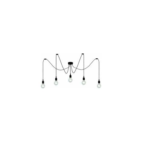 Suspension Industrielle Spider - Luminaire Plafond E27 Réglable - Style Vintage Métal Noir - Pour Salon Chambre Cuisine - 5 Ampoules 1.5m (1/5)