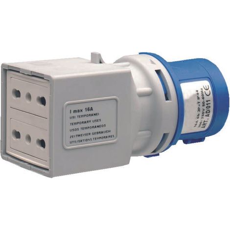 Adattatore per spina CEE 200v con prese Schuko bipas