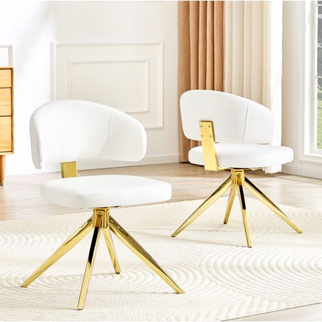 Chaises de salle à manger 77 cm lot de 2, pivotantes, revêtement PU blanc (1/5)