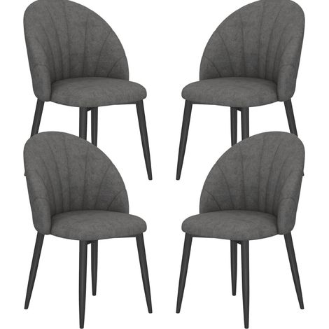 CHICFURN Set di 4 sedie da pranzo 52x54x79 cm grigio scuro in acciaio, senza braccioli (1/5)