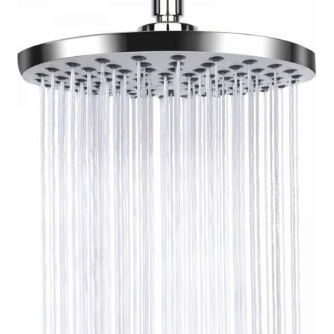 Anti-Limescale Shower Head, Stainless Steel Shower Head, Rain Shower Head, Water Saving and High Pressure Fixed Shower Head for Bathroom, Silver (1/5)