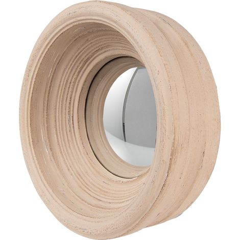 Grand Miroir Rond Décoratif Style Bohème Classique en Plastique Beige Diamètre 24 cm - PANGIVO