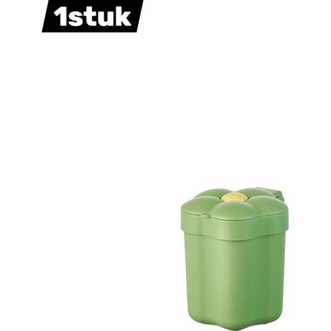 Mini poubelle avec motif tournesol – Petite poubelle compacte pour chambre et bureau – Design mignon pour déchets du quotidien – Vert (1/5)