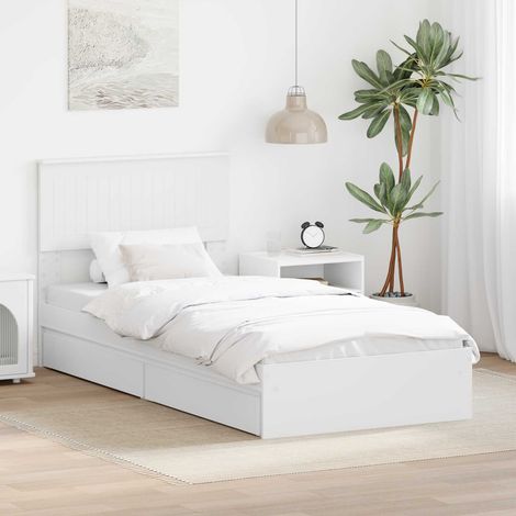 vidaXL Lit de Rangement Blanc 90 x 200 cm Bois d'ingénierie (1/5)