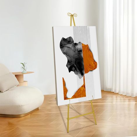 Gold Easel Stand for Sign, Posters, Adjustable Metal Display Easel Stand with Bow Top, Portable Art Easel, Foldable Freestanding Welcome Sign Stand for Wedding 41.5127cm (1/5)