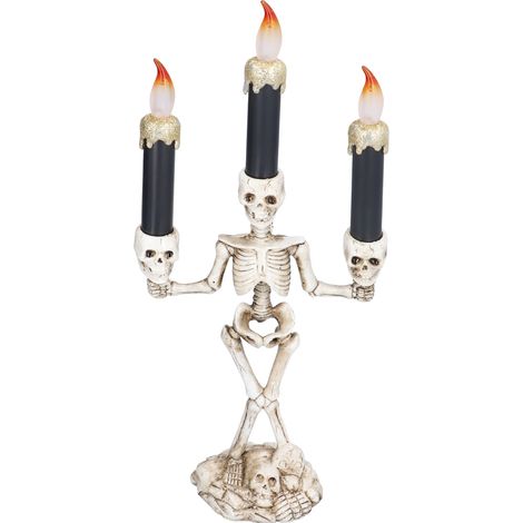 LED-Totenkopfkerze, flammenlos, aus robustem Kunstharz, mit elektronischer Beleuchtung, Halloween-Dekoration für Partys, Zuhause und Bars (1/5)