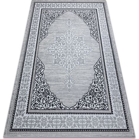Modern GLOSS Teppich  8490 52 Ornament, stilvoll, Rahmen elfenbein / grau beige 80x150 cm