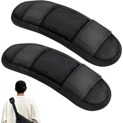Coussinet d'épaule. rembourrage pour bandoulière. sac. lot de 2 bandoulières. universel avec coussin extra épais. pour sac à dos. voyage. objets avec bandoulière. appareils photo et guitares. Noir. Ta (1/5)
