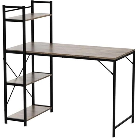 Scrivania Libreria Tavolo Porta PC Computer Metallo Legno Ufficio Industriale