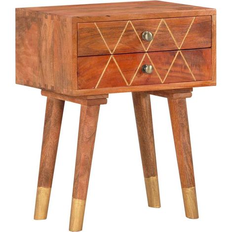 Table de chevet Adulte, Table d'appoint 43x30x58 cm Bois de manguier massif SH8524 (1/5)