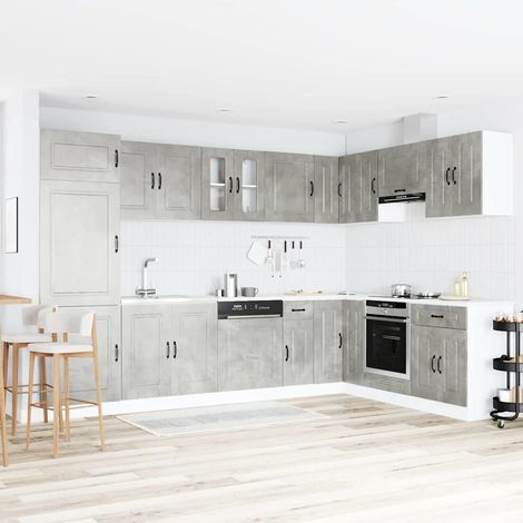 Küchenschrank Kalmar Beton Grau 80 x 46 x 81.5 cm Holzwerkstoff