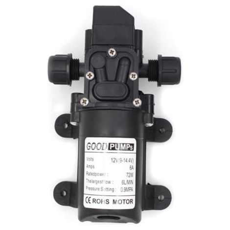Pompe haute pression 12V 6A 72W – Débit 6L/min – Pression max 7kg – Protection thermique et anti-vibration – Pour fluides non corrosifs (1/5)