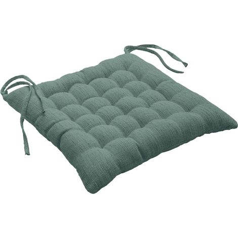 Galette de Chaise Effet Lin Tissé "Nando" 38x38cm Vert Cèdre
