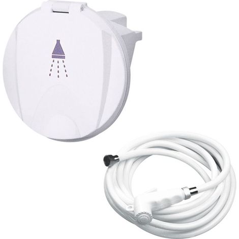 Douchette pour robinet blanche avec flexible 3 m – Boîtier encastrable étanche – Matériau inox 316 et ASA résistant aux UV (1/4)