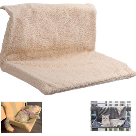 1 Lit Radiateur Pour Chat, Hamac Chauffant En Peluche, Pliable, Gris Beige, Pour Petits Animaux, 45,5x39x25,5 Cm (1/5)