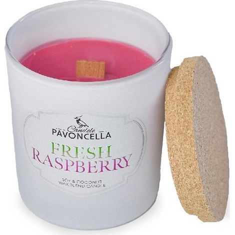 Candela di soia bianca al profumo di lampone fresco, 135 g