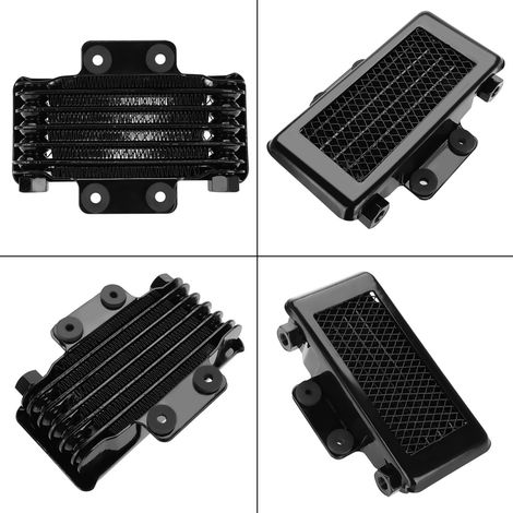 Refroidisseur/radiateur d'huile moteur en aluminium de 65 ml, adapté aux motos, véhicules tout-terrain et quads de 100 à 250 cm³, noir. (1/5)