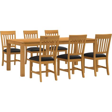 Conjunto de comedor 7 uds. Negro Madera de Roble Sólido vidaXL (1/5)